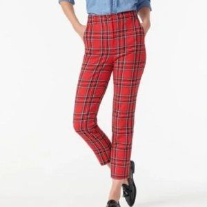 NWT J. Crew High-Rise Cameron Pant Red Stewart Tartan Check Plaid Sz 8 Christmas